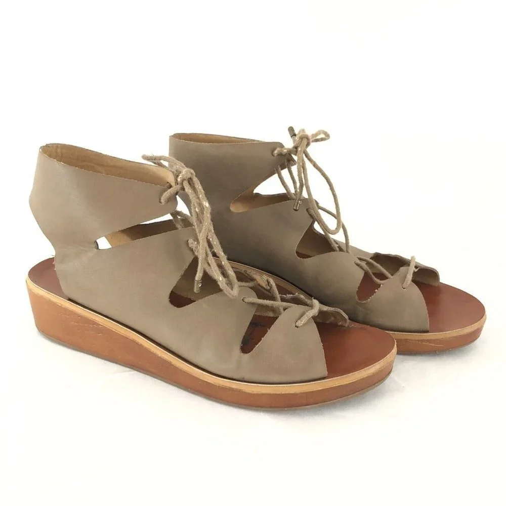 Lucky Brand Womens Shoes Hessina Gladiator Sandal Brown Lace Up Size 9 - Picture 1 of 7